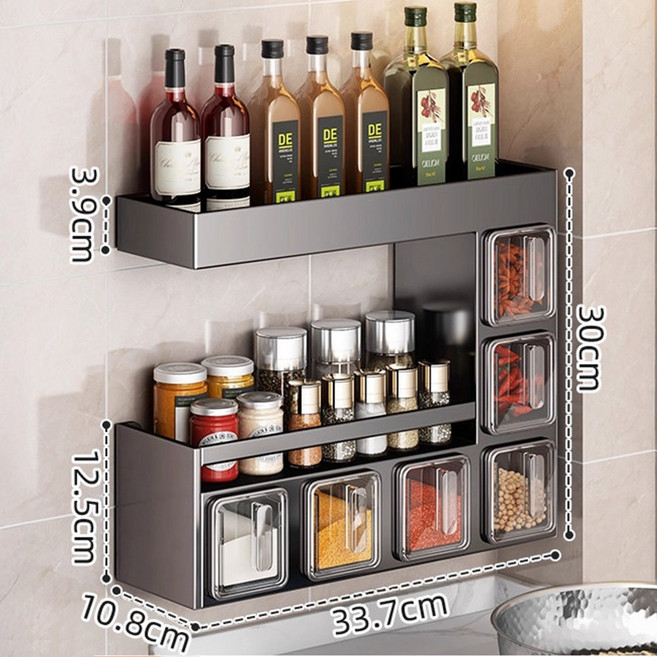 주방 선반 조미료 양념 수납 선반, 1개, 그레이