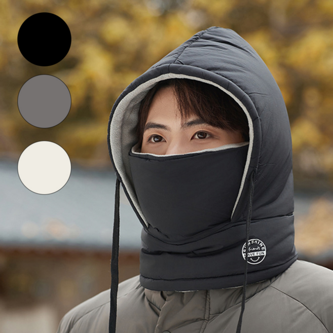 패딩클라바 경량 방한 방풍 남녀공용 넥워머, 블랙, 1개
