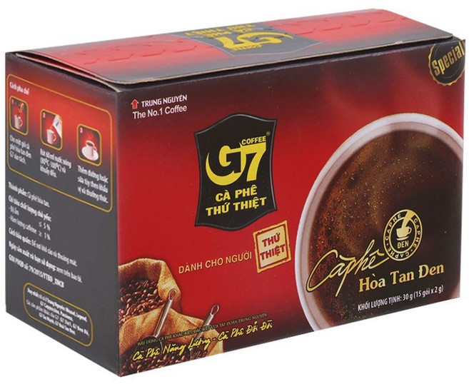 Trung Nguyen G7 純咖啡 越南黑咖啡 即溶無糖無奶精 盒裝15包, 1個, 2g, 15包
