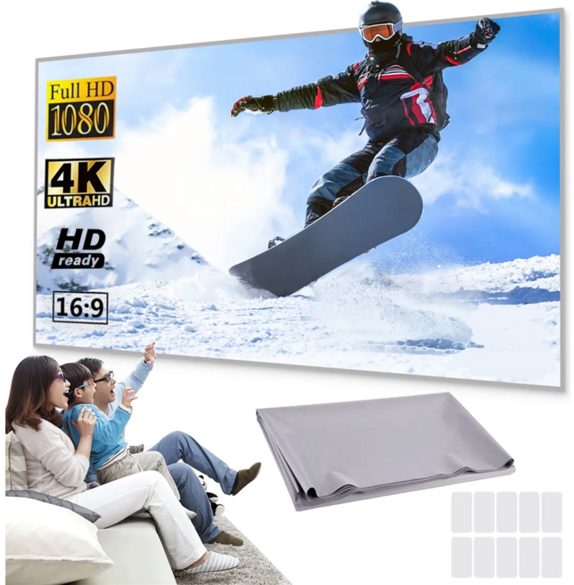 NOTOO 4K ALR 회색 금속성 고휘도 와이드 빔프로젝터 스크린, 검정색 테두리 없음, 84형
