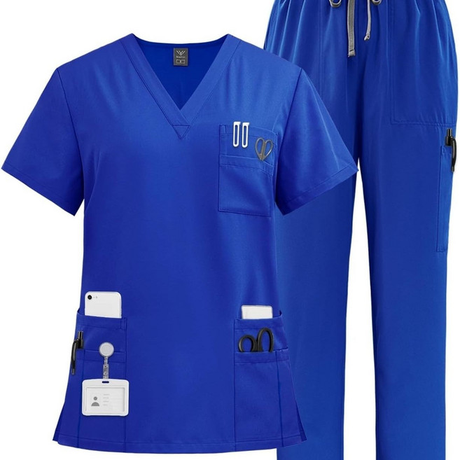 간호사복 세트 캐주얼 남녀공용 여름 수술복 루즈핏 스판 속건 병원유니폼 간호복 상하의 투피스 CY