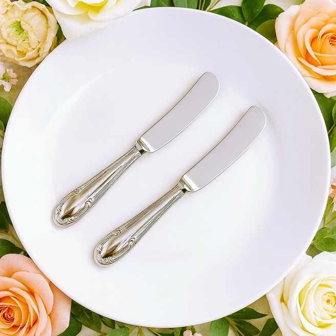 Leaf 리프 클래식 버터나이프 잼나이프, 2개, 수량