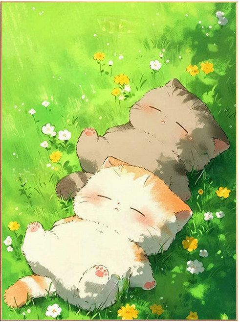 코지하루 DIY 명화그리기 유화 그림 그리기 아크릴화, 나른한 냥이A 30x40 (B897), 1개