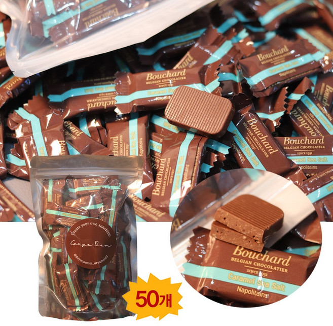 벨기에 부샤드 카라멜 씨솔트 밀크초콜릿, 6g, 50개