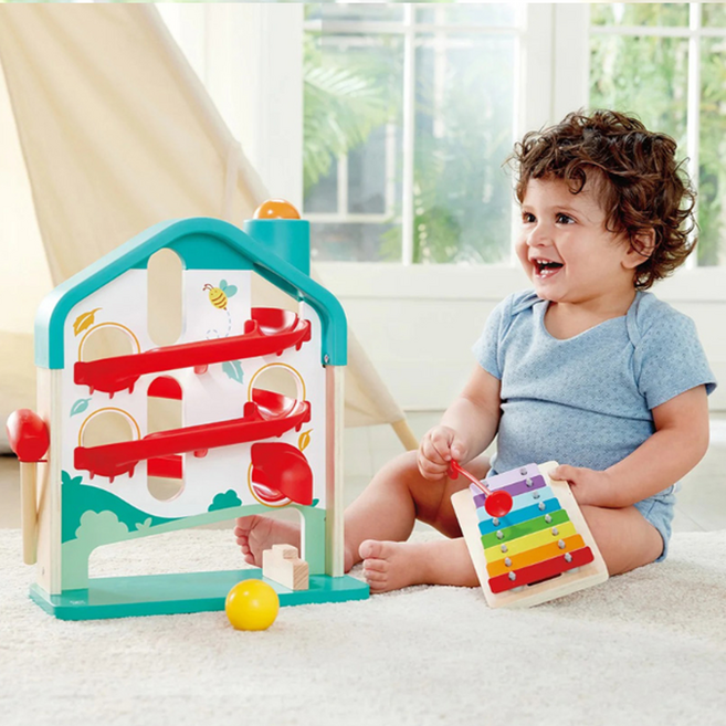 독일원목 롤링트랙+분리형실로폰 감각벌달완구 돌선물 백일선물, 1세트, 혼합색상