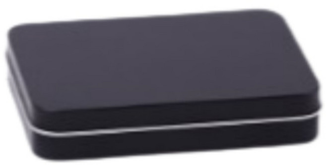 끼더플러스 틴케이스 사각 철제 소품 포토 카드 미니 정리함, 2개, 블랙 뚜껑 분리 플랫 115x85x22