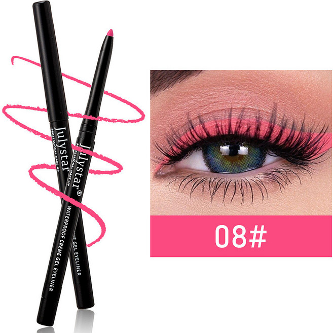 Julystar 持久防水不暈染炫彩眼線膠筆 易上色彩妝, 1個, 銷售，購買等同默認公司免責申明）,0.2g