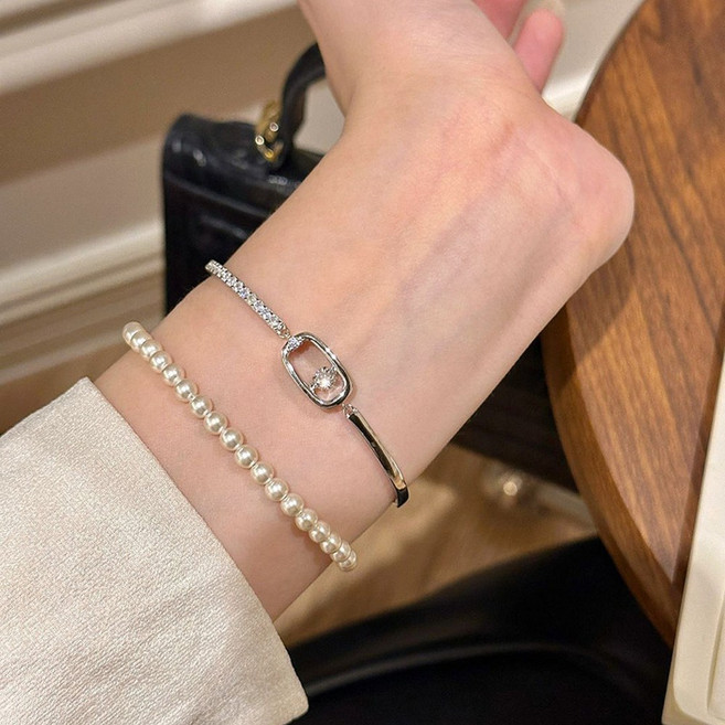 웰리나 에테르 듀오 하프 뱅글 여성 레이어드 팔찌