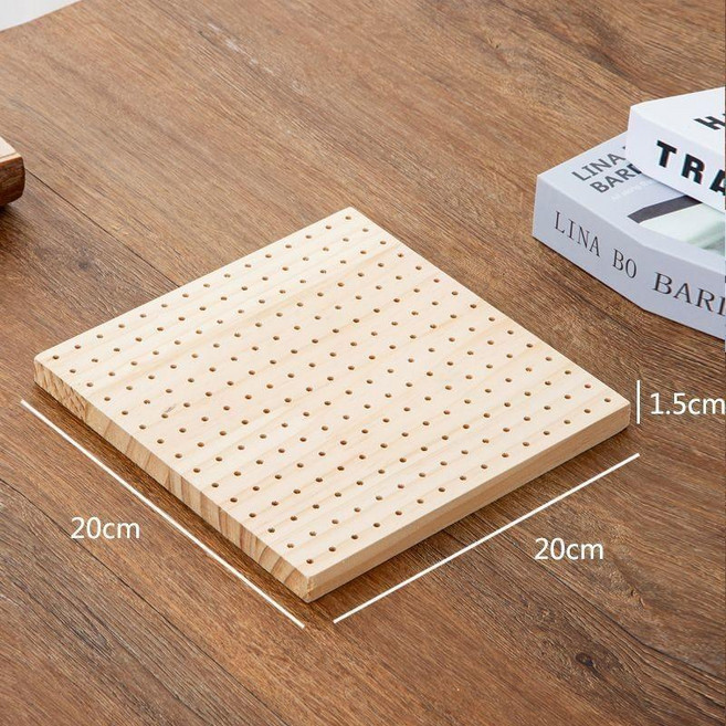 手工編織定型板 10x10cm, 1個, 原木色20x20cn送8根不銹鋼針