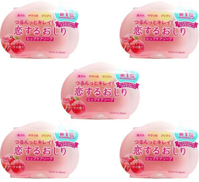 펠리칸솝 코이스루오시리 사랑에 빠진 엉덩이비누 힙케어 바디솝 복숭아향 80g 1개, 5개입