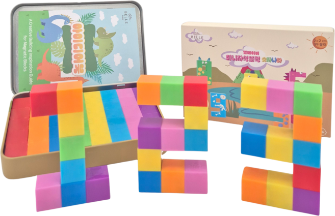 벨베이비 미니 자석블럭 휴대용 틴케이스, 2cm 미니 자석블럭, 숫자나라(레인보우), 1개
