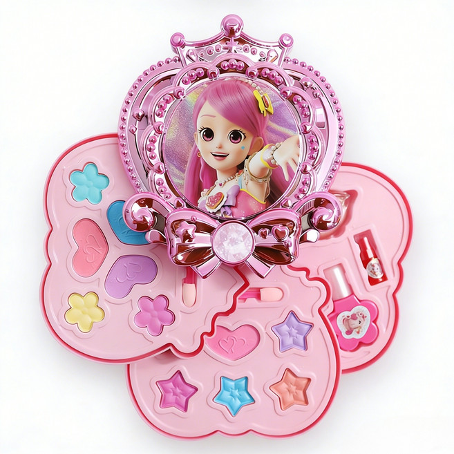 SUUNI 어린이 공주 메이크업 소꿉장난감 화장품 케이스 여자아이 선물, 1박스, 보라색