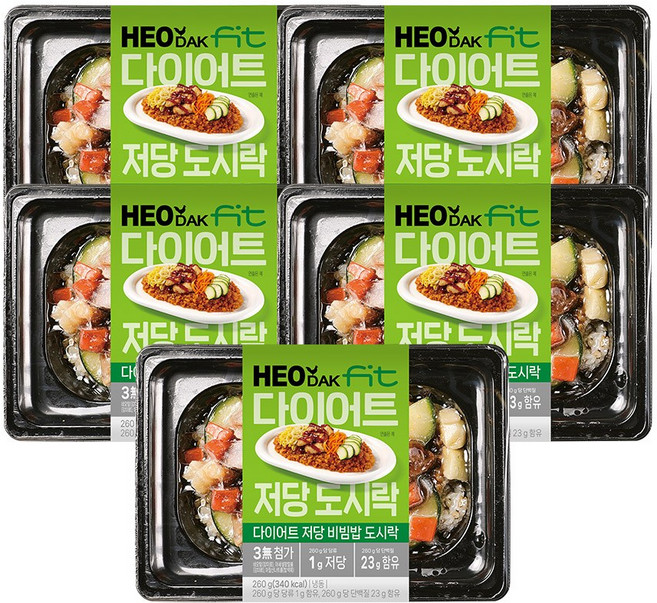 허닭FIT 다이어트 저당 식단관리 도시락 비빔밥 (무첨가/1g저당/23g단백질), 5개, 260g