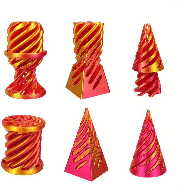 3D 프린팅 임파서블 콘 피젯토이 착시 스파이럴 스트레스 해소 회전 장난감, 3개의 빨간 금조각