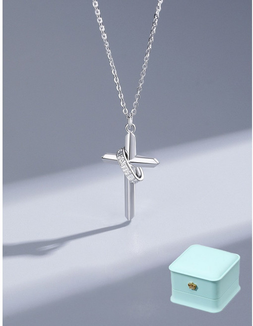 르떼르넬 JSNC022 Silver FAITH IS THE POWER OF LIFE 각인 믿음의 힘 십자가 크로스 남자 여자 실버 체인 목걸이 은목걸이