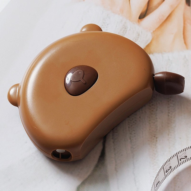 小熊造型自動伸縮捲尺 迷你量衣皮尺 一鍵回收軟尺, 1個, 小熊色