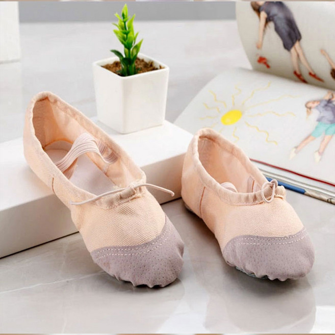 위즈핏스 성인 연습용 토슈즈 X자형 밴딩 캔버스 발레슈즈 고급형 천슈즈 가죽슈즈, 245mm(40)