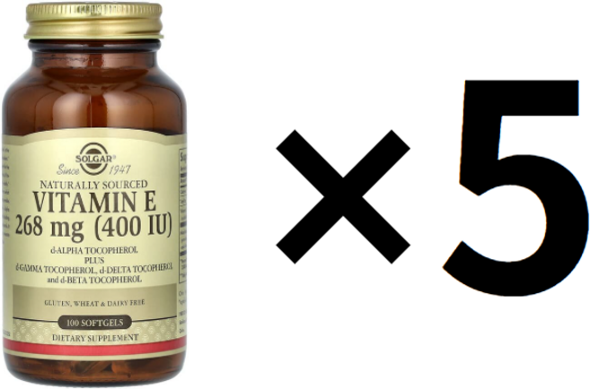 Solgar 천연 공급원 비타민 E 268mg(400IU) 100정, 5개