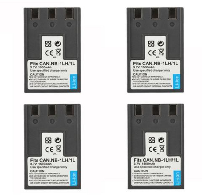 디지털 배터리 NB1L NB1LH 디지털 S110 ELPH S110 S200 S230 S300 S330 S400 S410 파워샷 100 200 NB1LH 배터리 1500mAh, 2) 4 Battery