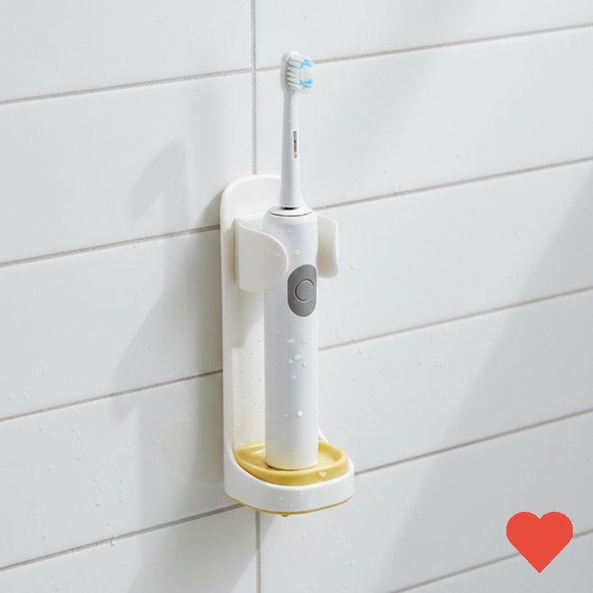 화장실 욕실 물빠지는 전동칫솔거치대 벽부착홀더 플라스틱 붙이는칫솔꽂이, 핑크, 1개