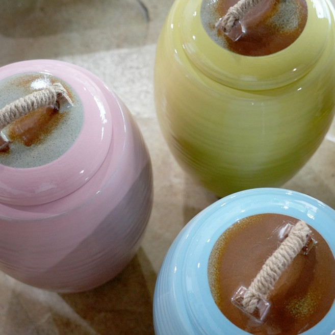 분청 컬러 무지 쌀독 20kg 쌀항아리 현관 소금항아리, 노랑, 1개