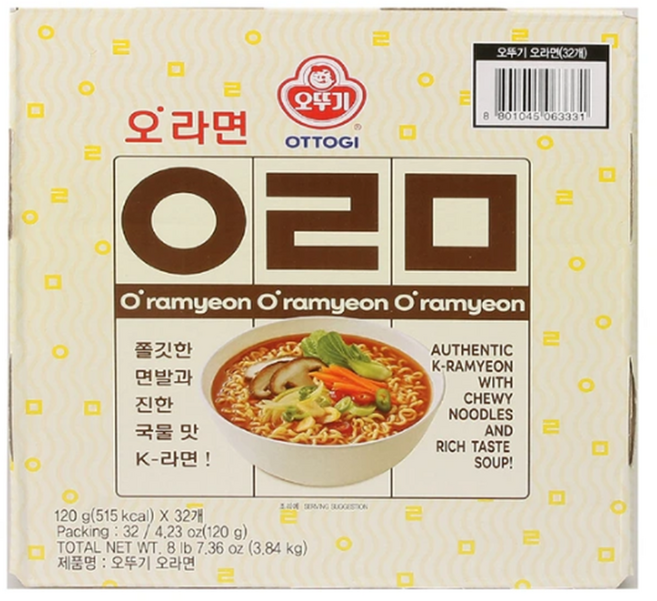 오뚜기 오라면 한박스 봉지면, 32개