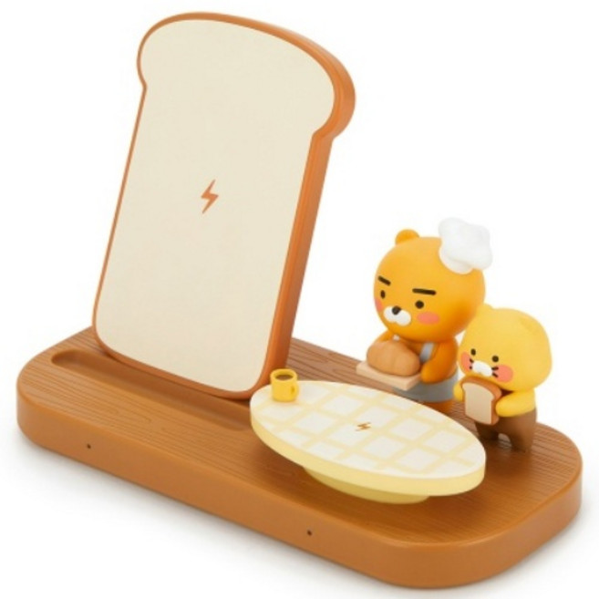 카카오프렌즈 2in1무선충전기 베이커리 라이언&춘식이 듀얼 무선거치대, 1개