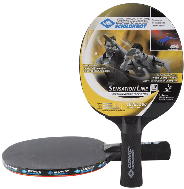 도닉 DONIC 양면 탁구 라켓 S-500 낱개 러버부착 완제품 쉐이크핸드 ASG 손잡이 탁구채 핑퐁 테이블테니스, 1개