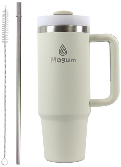모굼 보온 보냉 대용량 손잡이 스텐 텀블러, 1개, 900ml, 샌드