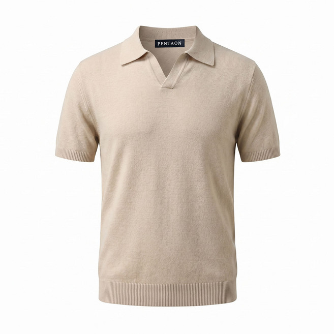 [펜타온] 멜란지 브이넥 스탠다드 아미핏 니트 반팔