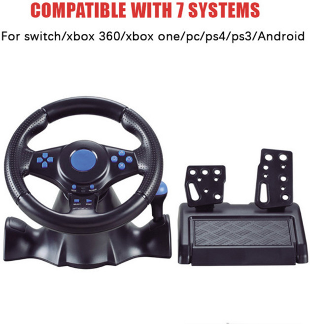 레이싱 스티어링 휠 진동 컨트롤러 게임 시뮬레이션 레이싱 페달 스위치 xbox 360 xbox one pc ps4 3 안드로이드용 7 in 1, [01] 3 in 1, [01] 번들 1, 1개, 03 7 in 1