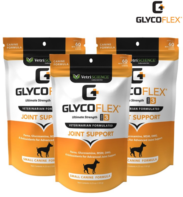 [Glycoflex] 글라이코 플렉스 강아지 관절 영양제 노령견 슬개골 애견 관절 영양제 60츄 3팩 Glycoflex Joint Support Supplement, 1세트
