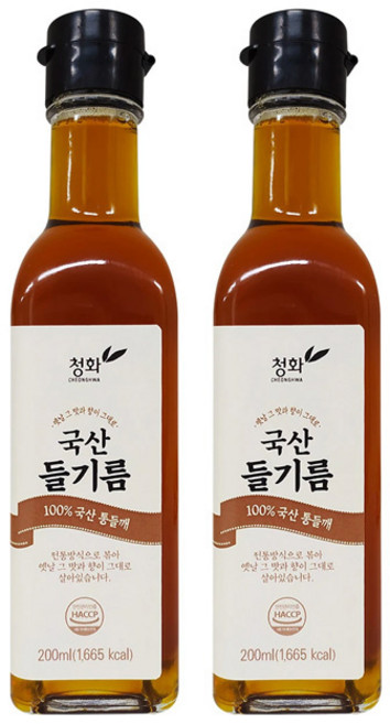 청화농산 국산 들기름 200ml 2개