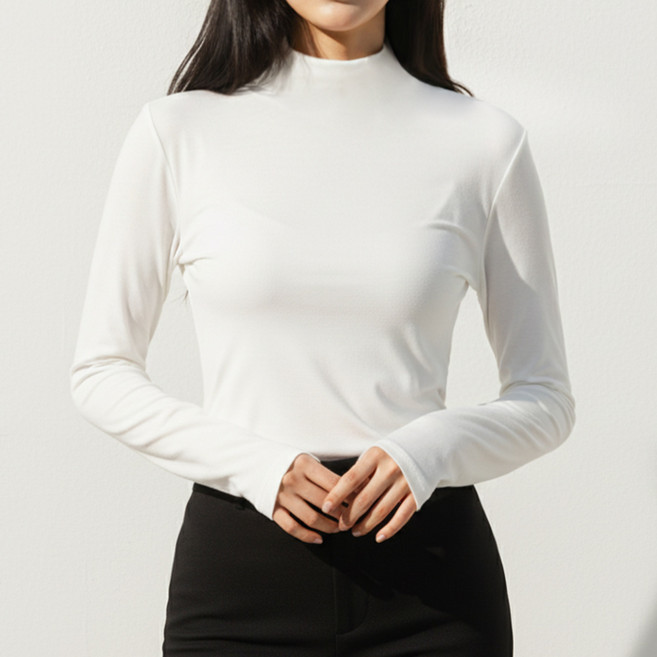 아소트 여성 소프트 반목티 반목폴라 얇은 긴팔티 봄가을