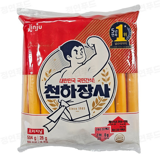 진주햄 천하장사 오리지날 소시지, 504g, 6개