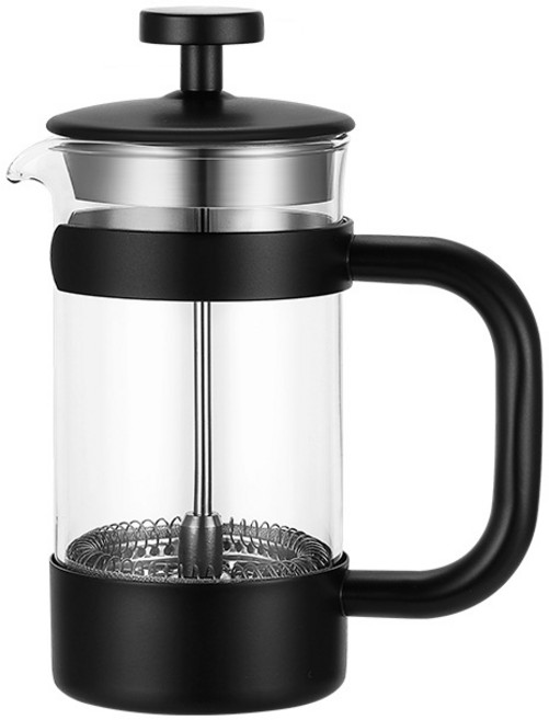 雙層濾網 法式濾壓壺 咖啡壺 沖茶器 玻璃耐熱 350ml/800ml, 黑色 法壓壺, 1個, 350ml