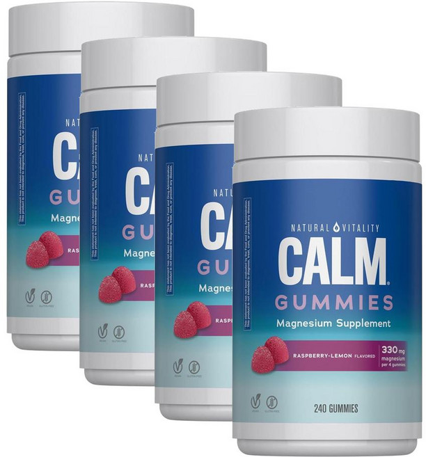 내추럴 바이탈리티 캄 마그네슘 시트레이트 구미 라즈베리 레몬맛 Natural Vitality CALM Magnesium, 4개, 240정