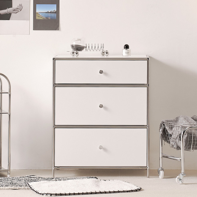 룸앤디 모듈락 높은거실장 600 서랍형 미드센추리 모듈 서랍수납장, 모듈락 3단 600 서랍장 버건디, 높은거실장 600 서랍형(d1)_화이트