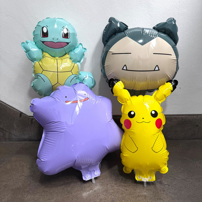 포켓몬 풍선 4종세트 피카츄 잠만보 꼬부기 메타몽 막대풍선 어린이날풍선