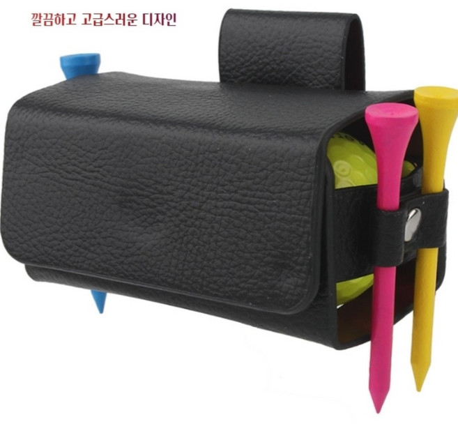 다퍼세일즈 고급 가죽 2구 골프공 파우지, 1개, 블랙