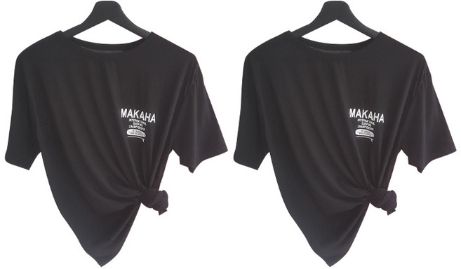 율블리샵 형광 시스루 레이어드 반팔 박스티셔츠