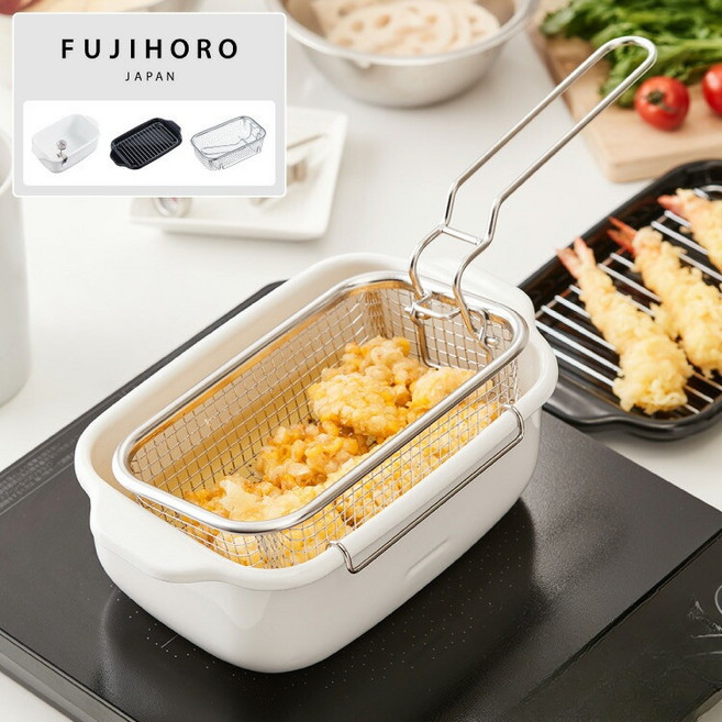 후지호로 Fujihoro 사각 튀김 냄비 튀김바구니 세트 인덕션 겸용 TP-20KFB, 1개, 단일 사이즈, 1cm