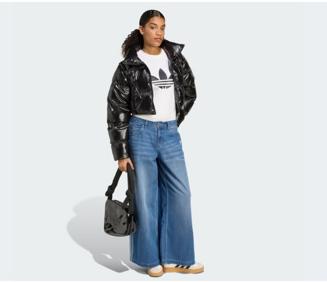 아디다스 파이어버드 에센셜 글로시 2-In-1 크롭 여성 패딩 JX2988