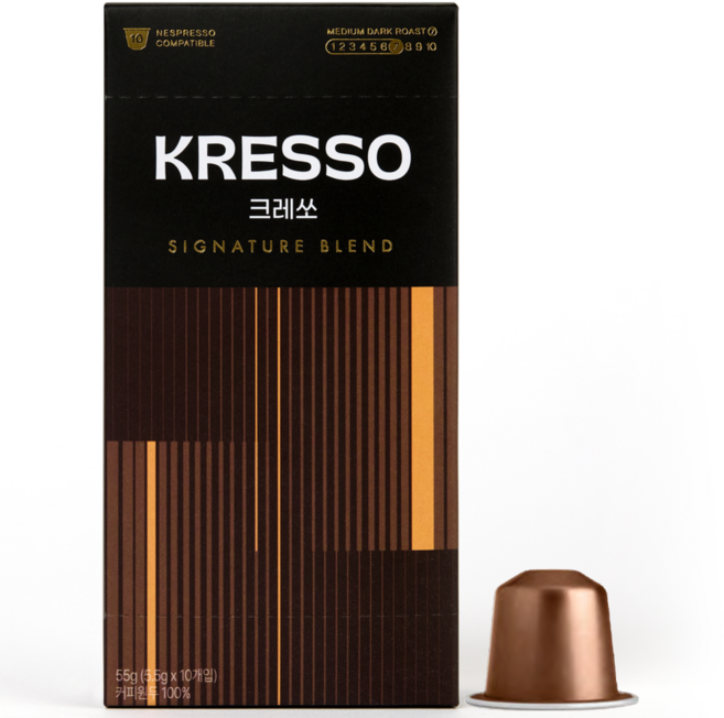네스프레소 캡슐 커피 호환 크레쏘 시그니처 블렌드, 5.5g, 2개, 10개입
