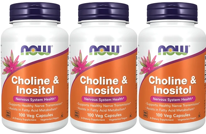 Now Foods 콜린 & 이노시톨 500mg 캡슐, 100정, 3개 - 쿠팡