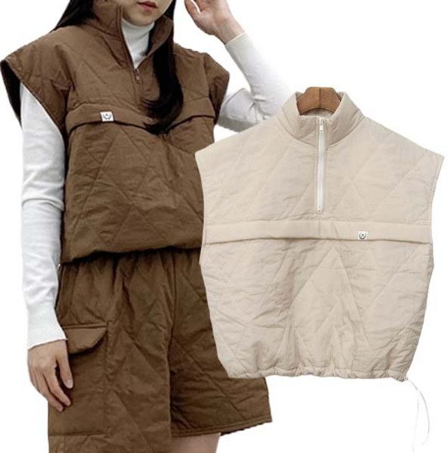 레크레아 아노락누빔퀼팅 반목지퍼 여성 골프웨어 경량 패딩 베스트조끼