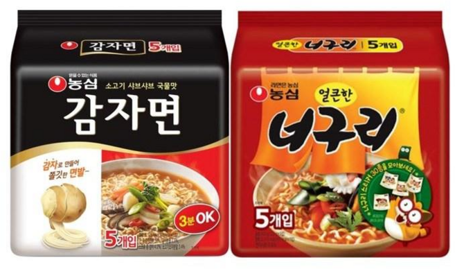 농심 감자면 5입 + 너구리 5입, 1세트