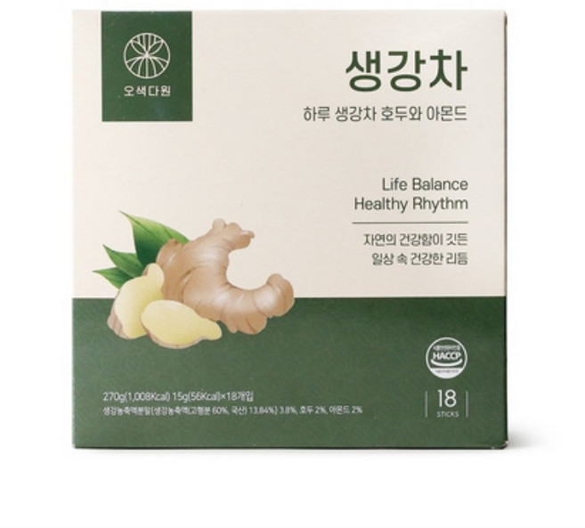 오색다원 하루 호두 아몬드 생강차, 15g, 18개입, 1개