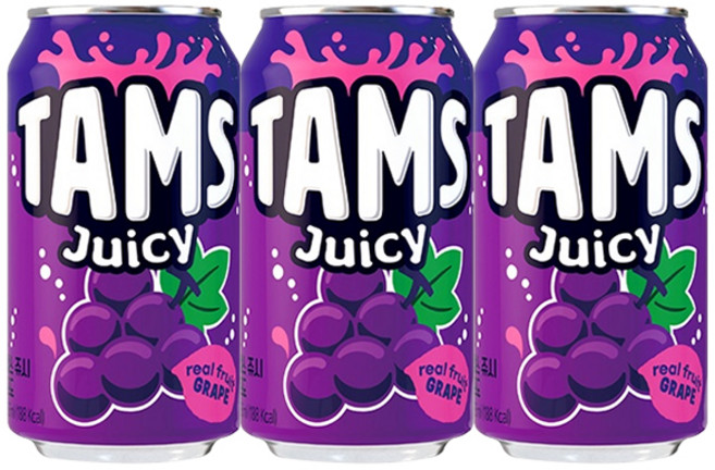 롯데칠성 탐스 쥬시 포도, 355ml, 3개