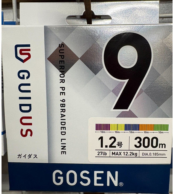 GOSEN GUIDUS Superior PE 9 Braided Line 1號 150m 紫色, 五色(300M) 1.2號, 1個